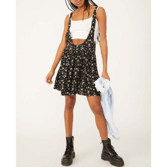 FREE PEOPLE Saturday Scooped Romper in Black Combo - Small - Picture 1 of 7